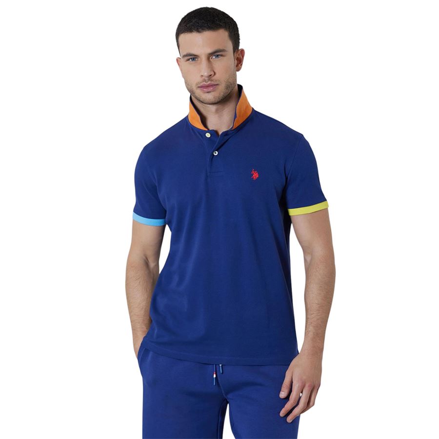 Kory polo a maniche corte in cotone stretch con dettagli colorati U.S. Polo Assn | US41197010137
